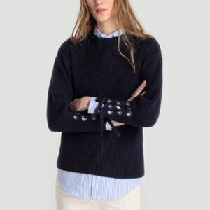Polo Ralph Lauren pima cotton ribbed navy balloon sleeve sweater size M